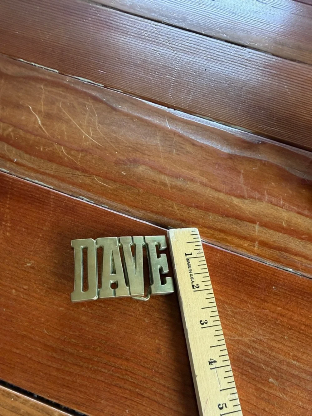Personalized 'DAVE' Brass Name Belt Buckle - Gold Tone
